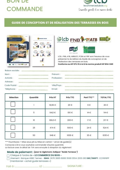 Bon de Commande "Guide de conception et de réalisation des terrasses en bois"