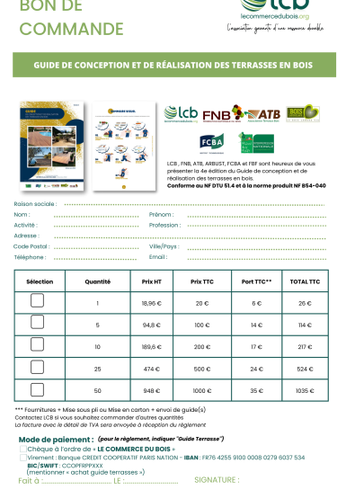 Bon de Commande "Guide de conception et de réalisation des terrasses en bois"