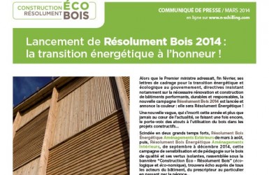 Lancement de Résolument Bois 2014: la transition énergétique à l’honneur !